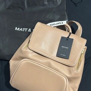 Matt & Nat Beige Backpack with Gold Accents